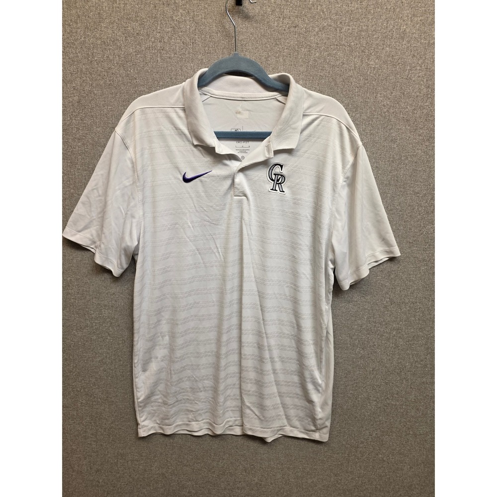 Nike Colorado Rockies MLB Authentic Collection White Polo Shirt Mens Large L